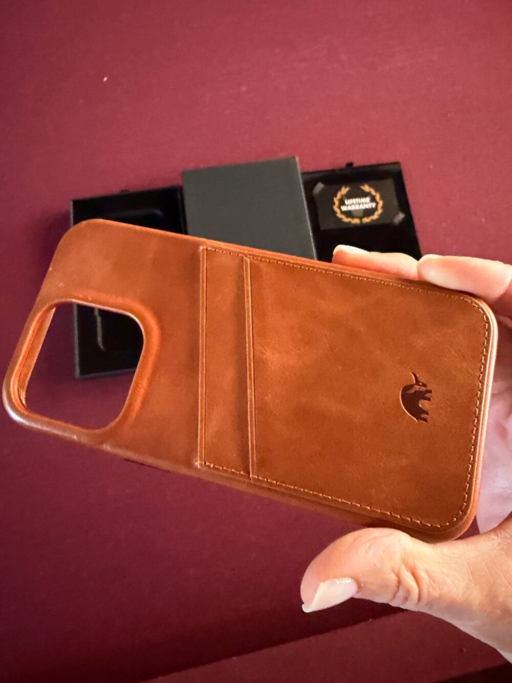Bullstrap Leather Portfolio Case for iPhone 13 Pro - Sienna color - Picture 2 of 5